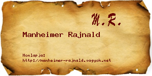 Manheimer Rajnald névjegykártya